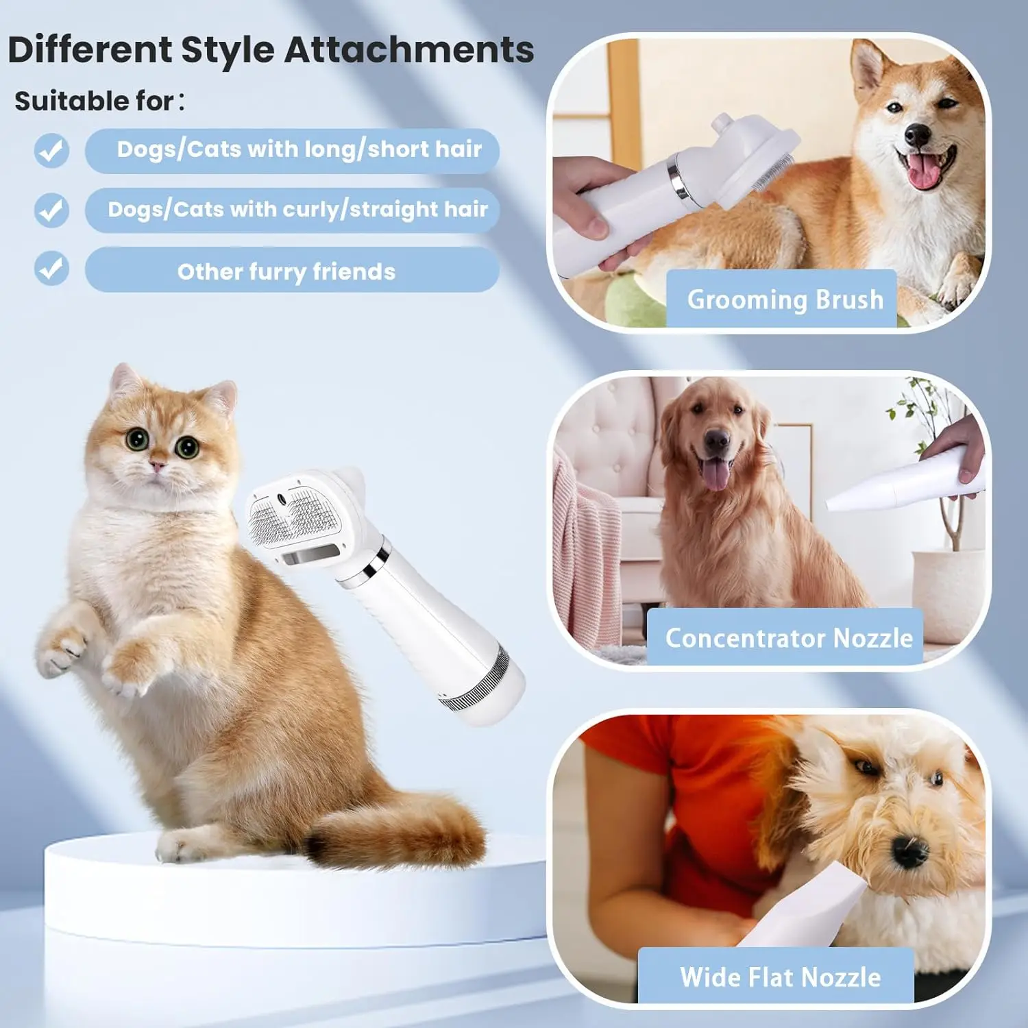 Pet Dog Comb with Spray Brush Dog Hair Dryer Removes Hair While Drying Hair Pet Multifunctional Hair Cleaning Tool