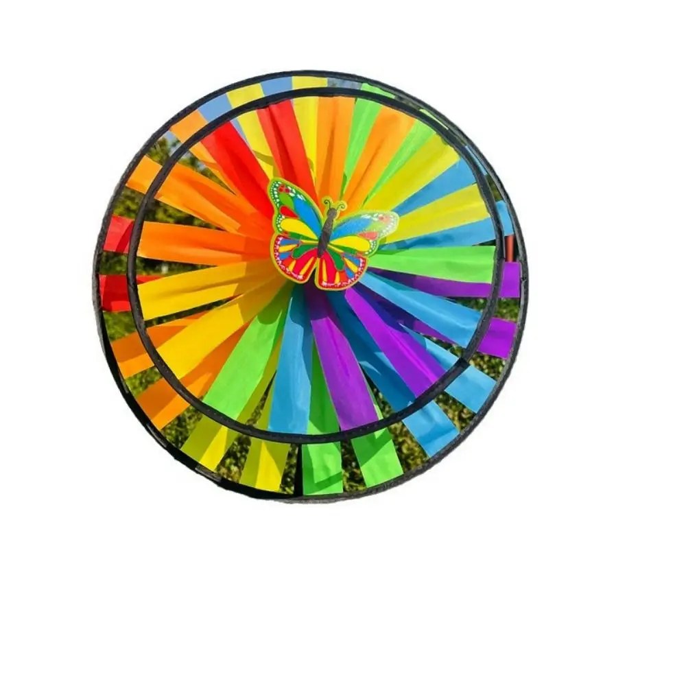 Multistyles Colorful Lasers Dazzling Film Windmill Color Changing Bright Double Layered Stake Standing Lawn Flower Pinwheel PVC