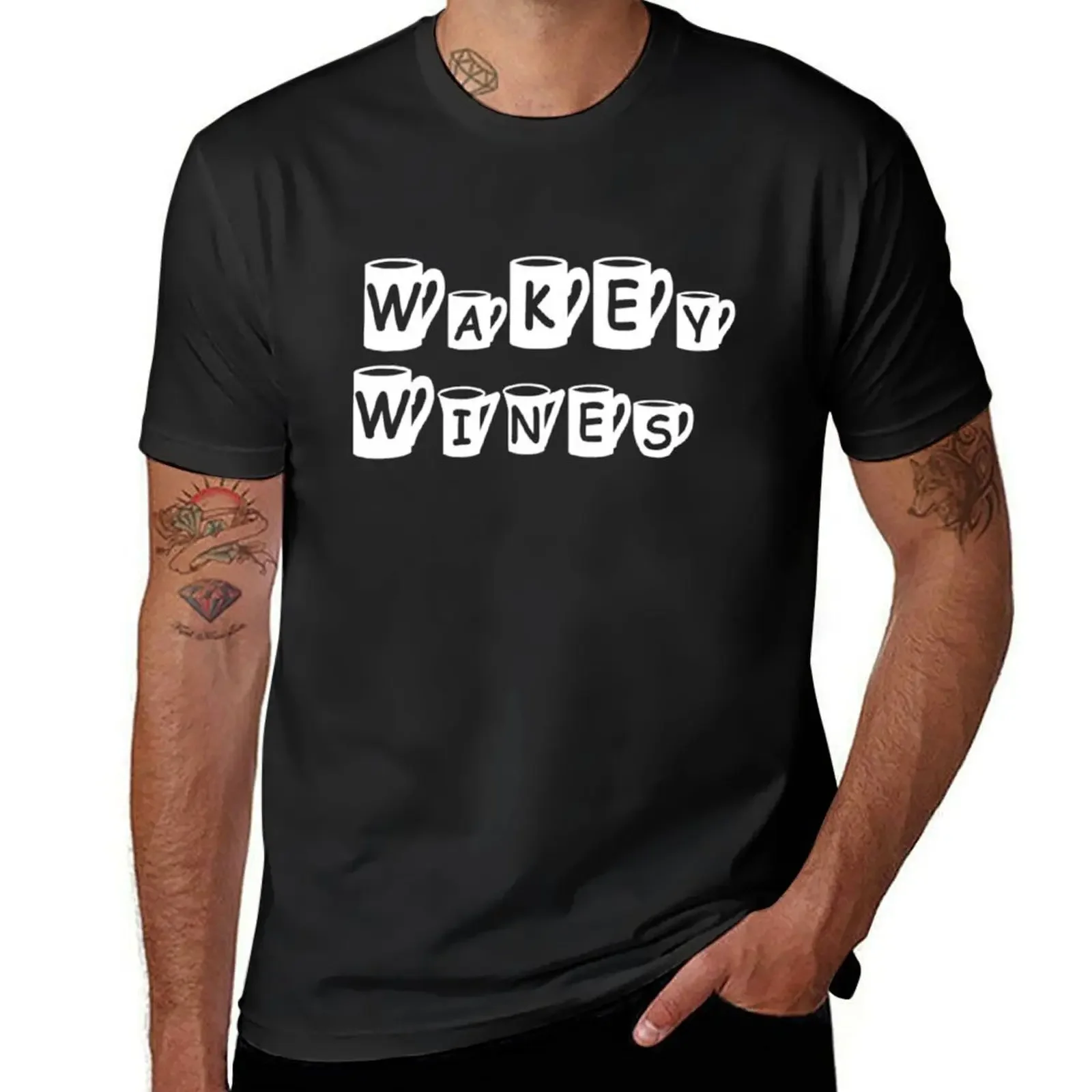 

Wakey wines- Mugs Initials letters T-Shirt tees shirts graphic t shirts men