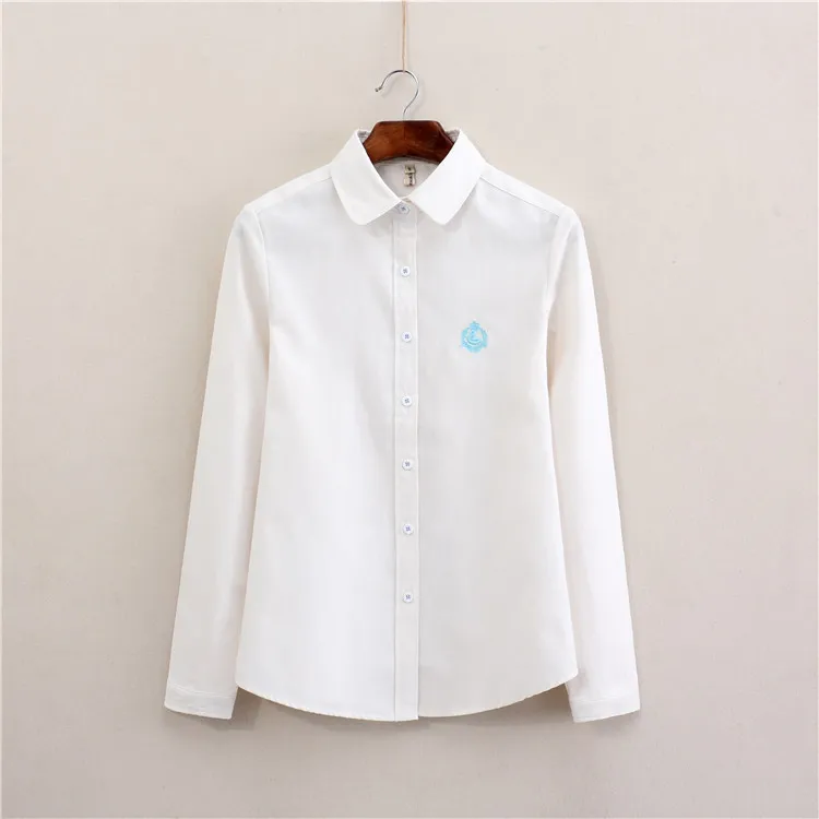 Brand Women Blouse 2025 New Casual Long Sleeved Cotton Oxford White Shirt Woman Office Plus Size Shirts Blusas Feminine Blouses