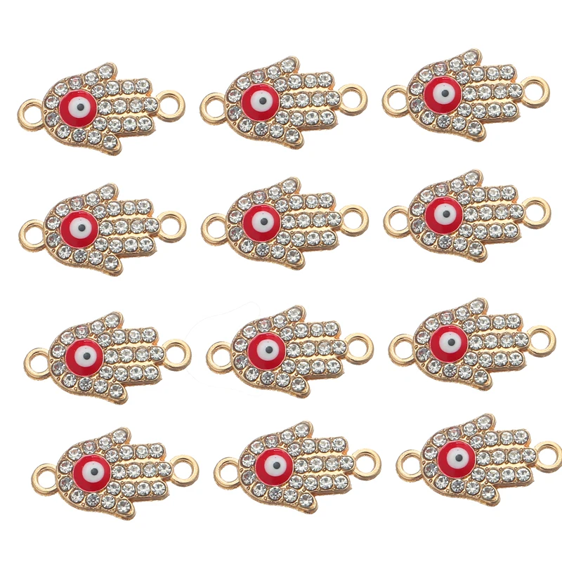 HEYUYAO 10pcs/lot Rhinestones Eye Hand Connector Pendant DIY Bracelet Necklace for Jewelry Making Accessories