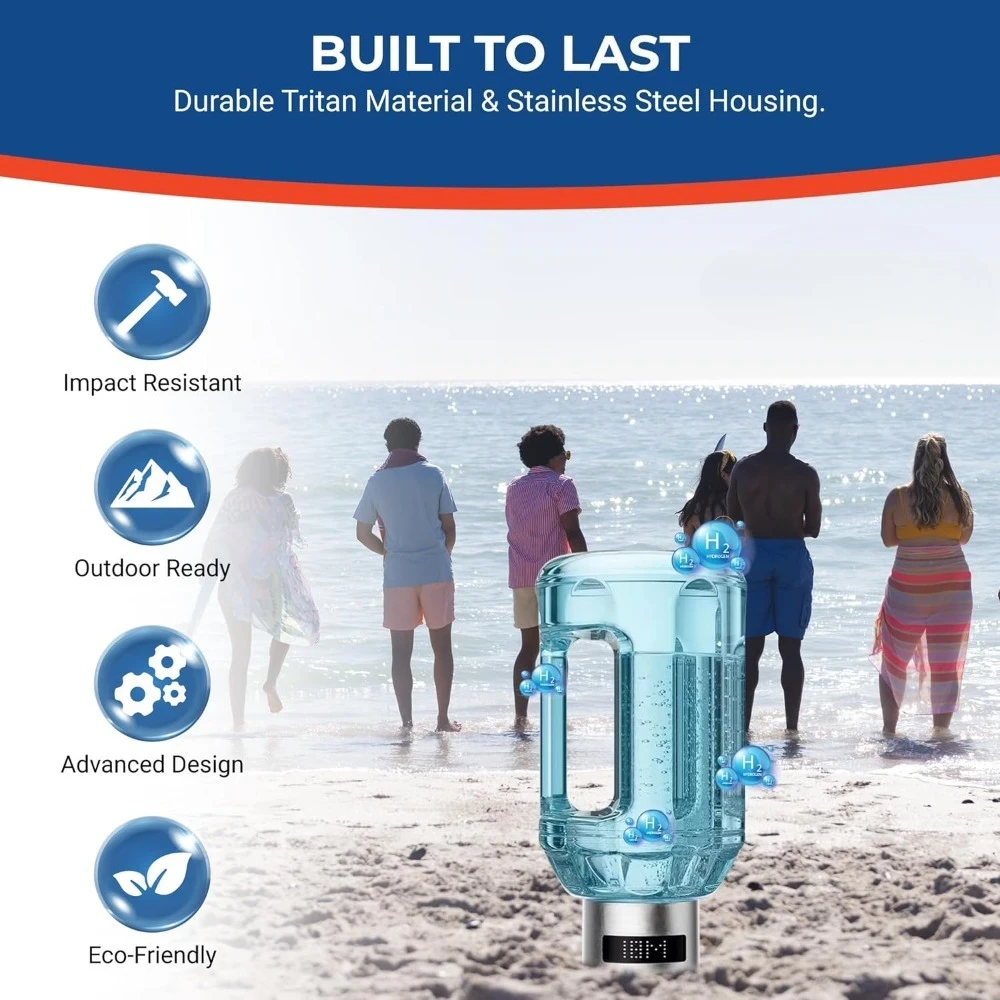 حار بيع. إبريق زجاجة مياه الهيدروجين 2025، مولد مياه الهيدروجين المحمول مع شاشة رقمية، ما يصل إلى 4000 رطل، سعة 51 أونصة - جديد #4