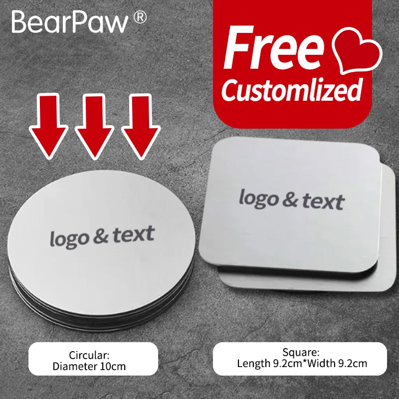 

10Pcs laser custom circular stainless steel coasters, personalized customized square metal coasters, bar and tea bar coaster
