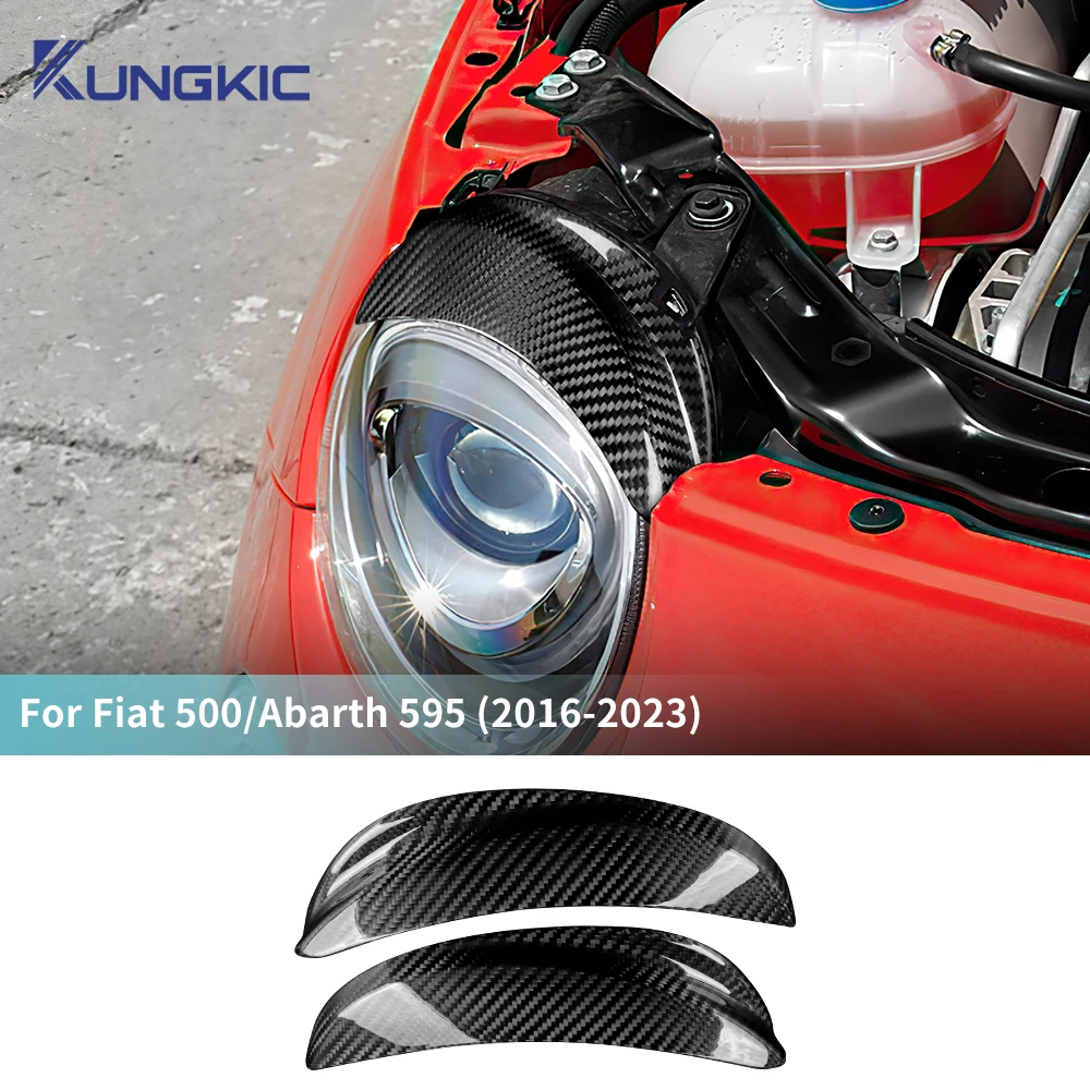 

Настоящее сухое углеродное волокно для Fiat 500 Abarth 595 2016 2017 2018 2019 2020 2021 2022 2023 Передняя фара автомобиля Наклейка на бровь и веки