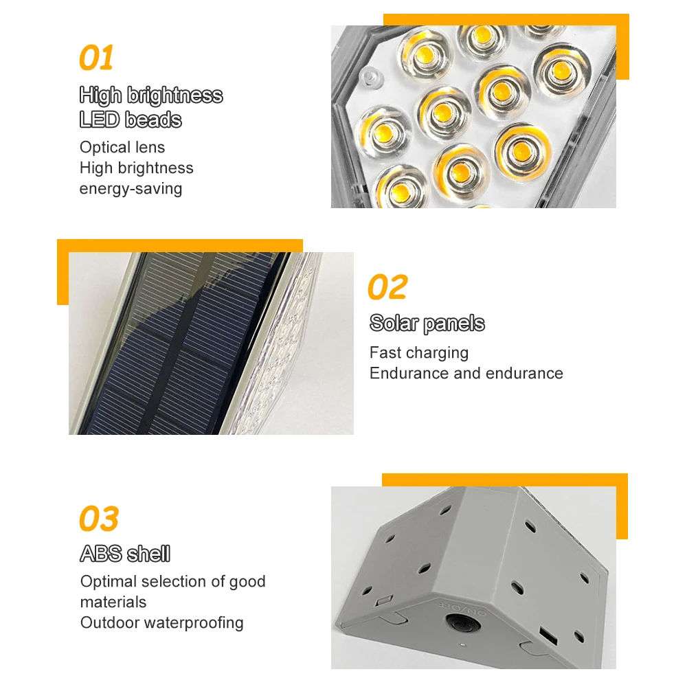 2 Packs Solar Staircase Light Outdoor Waterproof Solar Charging Stair Light 14LED High Bright Solar Light for Garden Porch