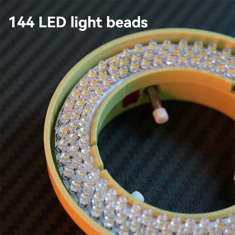 Adjustable 144 LED Ring Light Illuminator Lamp For Industry Stereo Microscope Lens Camera Magnifier Adapter US Plug