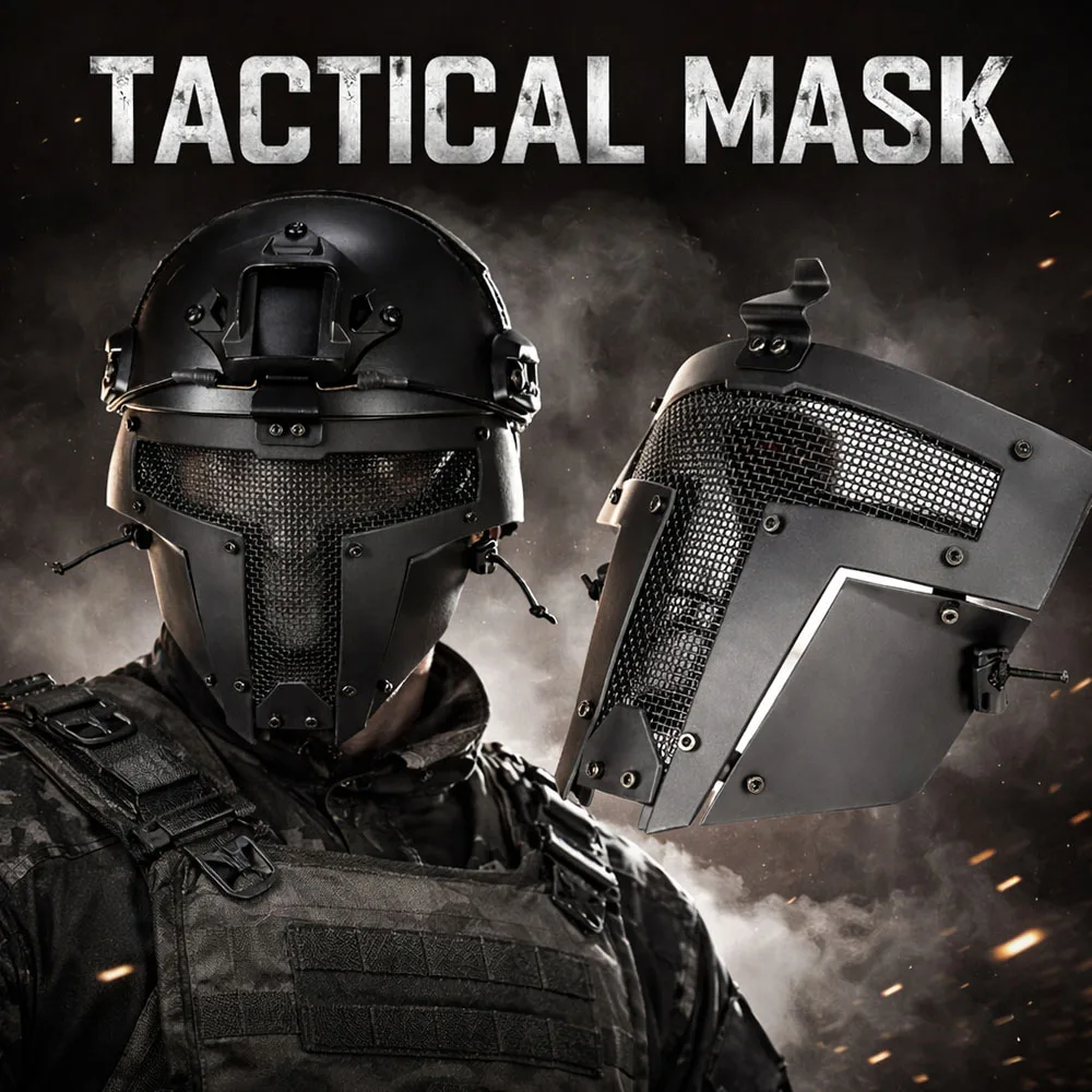 

Full Face Tactical Helmet Mask with Breathable Steel Mesh Protective Gear For Airsoft Paintball Tactical Gaming Outdoor Sports