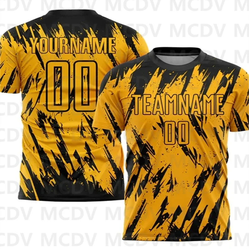 Custom Gold Black Sublimation Soccer Uniform Jersey Personlized Team name and you name number Football T-Shirts