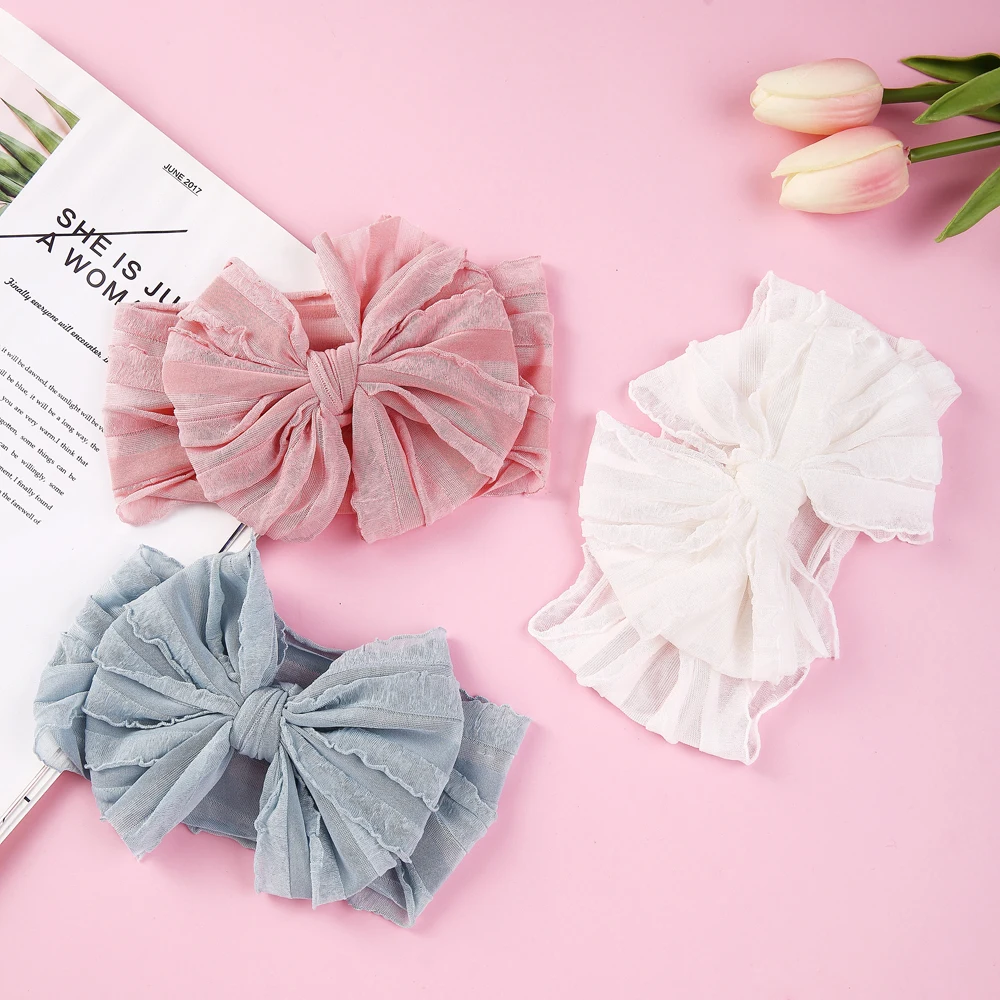 Baby Girls Cute Mesh Lace Bow Headband Soft Elastic Hairband Decorative Kids Hair Accessories Newborn Infant Photography Props image 3