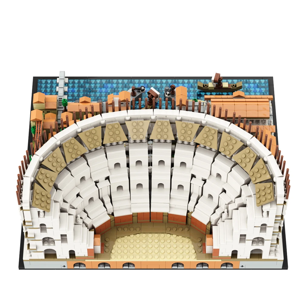 MOC Colosseum Model Building Blocks Elliptical Architecture Flavian Amphitheatre DIY Bricks Roman Forum Toy Sets Gift Kids Adult