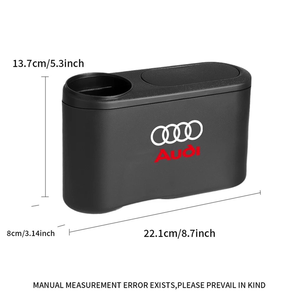 1PCS Black Car Clamshell Trash Bin Hanging vehicle Garbage Dust Case Storage Box Auto Accessories For Audi Sline TT A5 A6 A7 A8