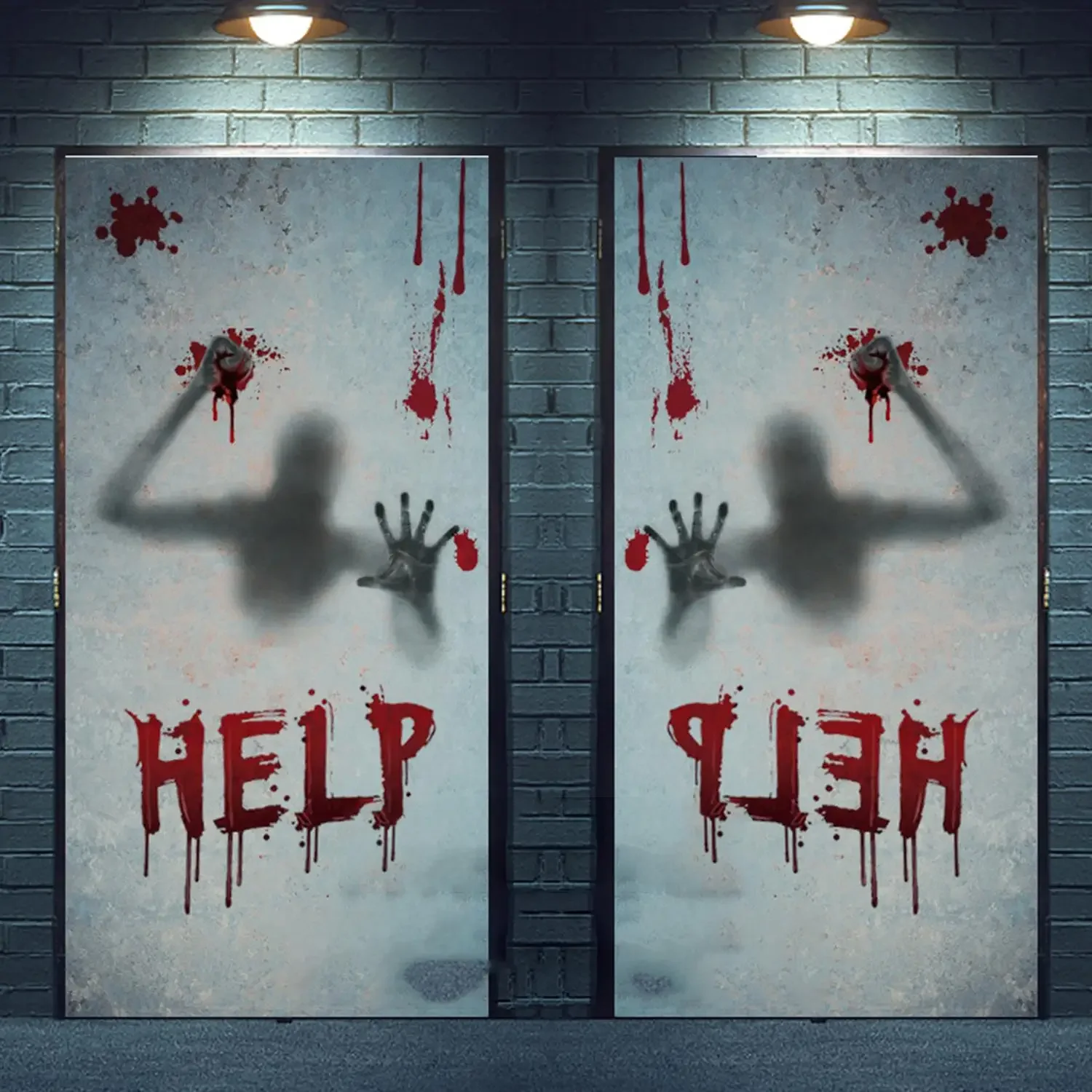 Halloween Horror Wall Decal Stickers Home Window Terror Bloody Handprint Ghostly Party Supplies