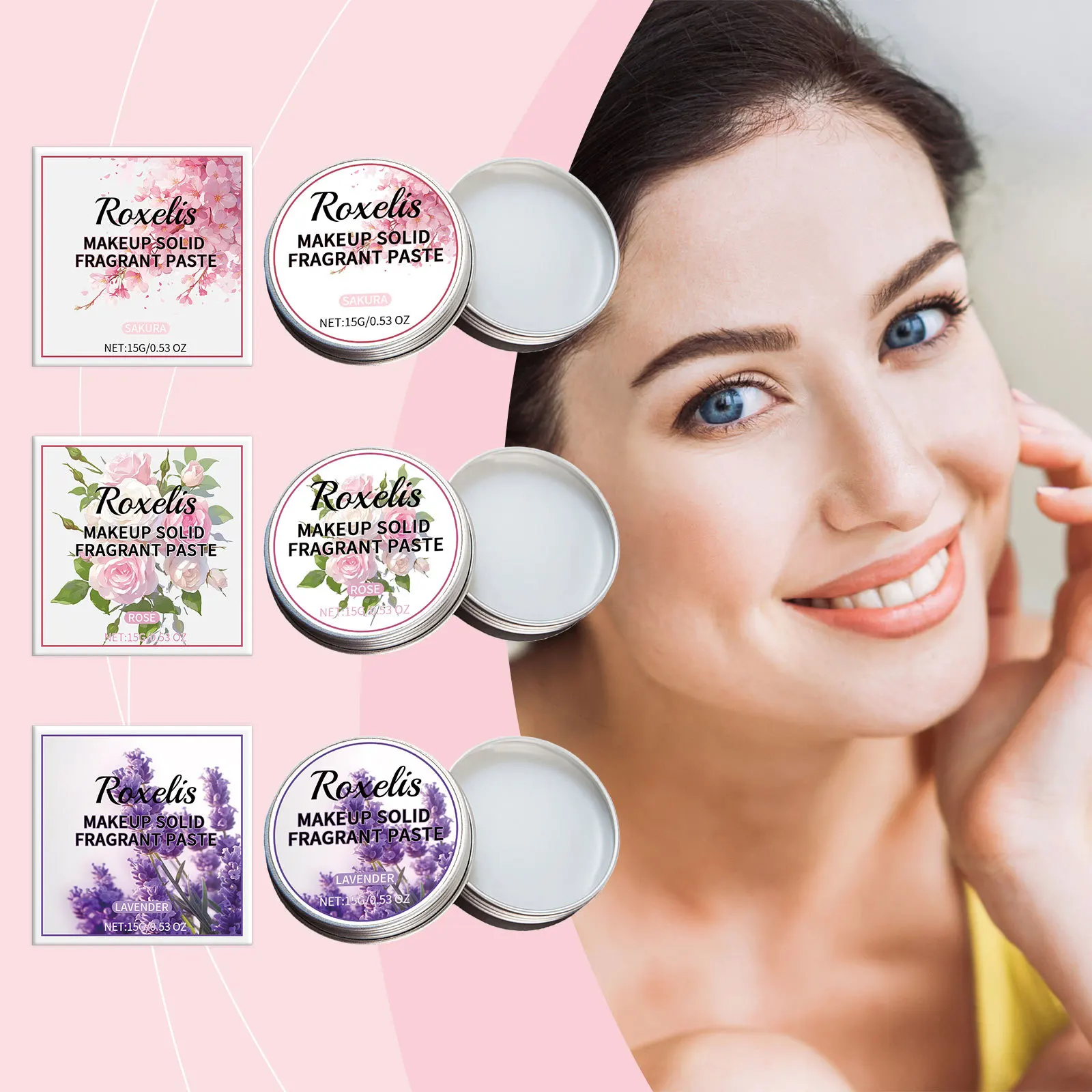 

Floral Solid Balm Series Fresh Floral Fragrance Fresh and Natural Portable Balm Lavender Cherry Blossom Rose Botanical Extract