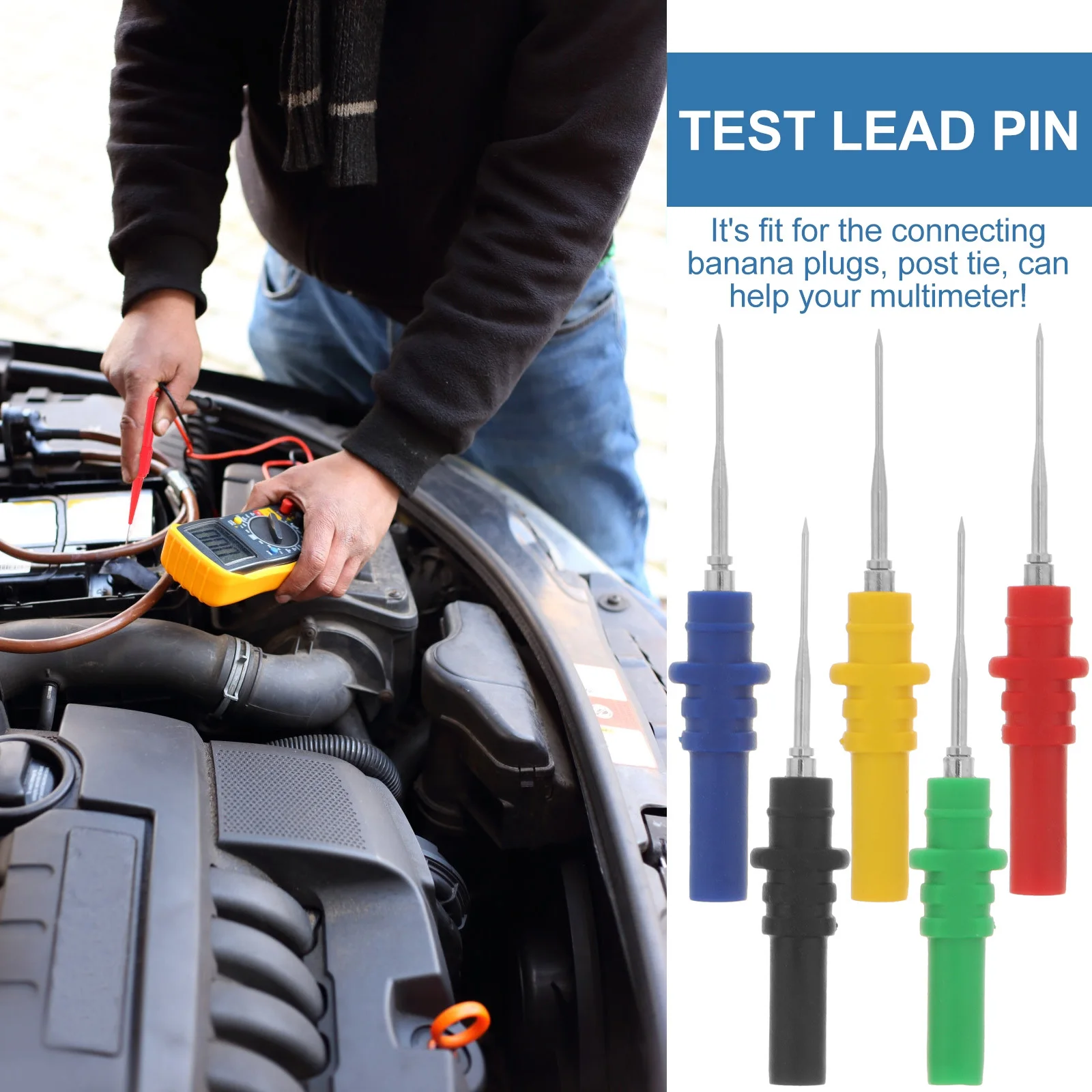 

1Set Automotive Test Probes Ergonomic Grip Multimeter Probe Kit Circuit Tester Back Probe Set for Car Maintenance