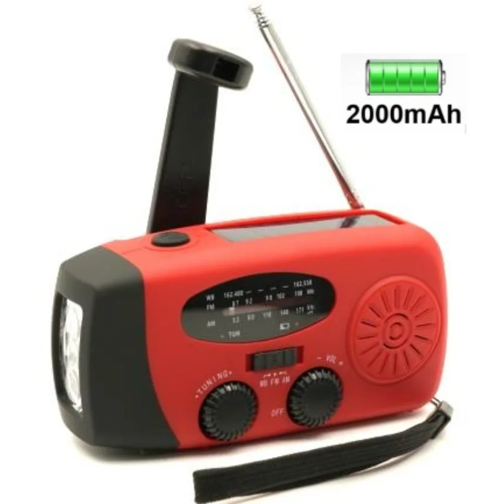 

2000mAh Solar Hand Crank Rechargeable Emergency Light Portable AM/FM Radio outdoor camping flashlight waterproof light