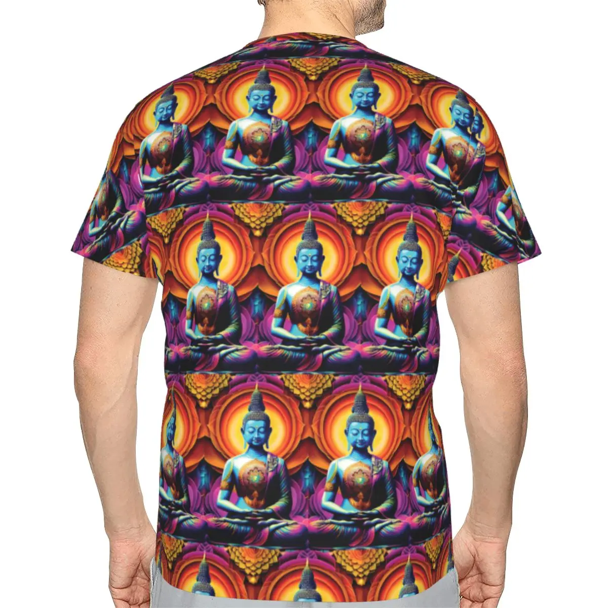Buddha Mandala Flower 100% Cotton T-Shirt Men'sClassic T Shirts Men Crew Neck Short Sleeve