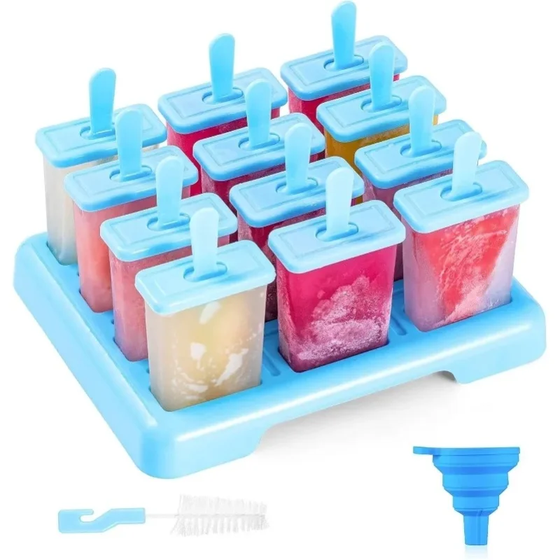 12er-Eisform für Eis am Stiel, DIY-Eismaschine, hausgemachte Eisbox mit Plastikstäbchen, Eiswürfelform, Küchenhelfer