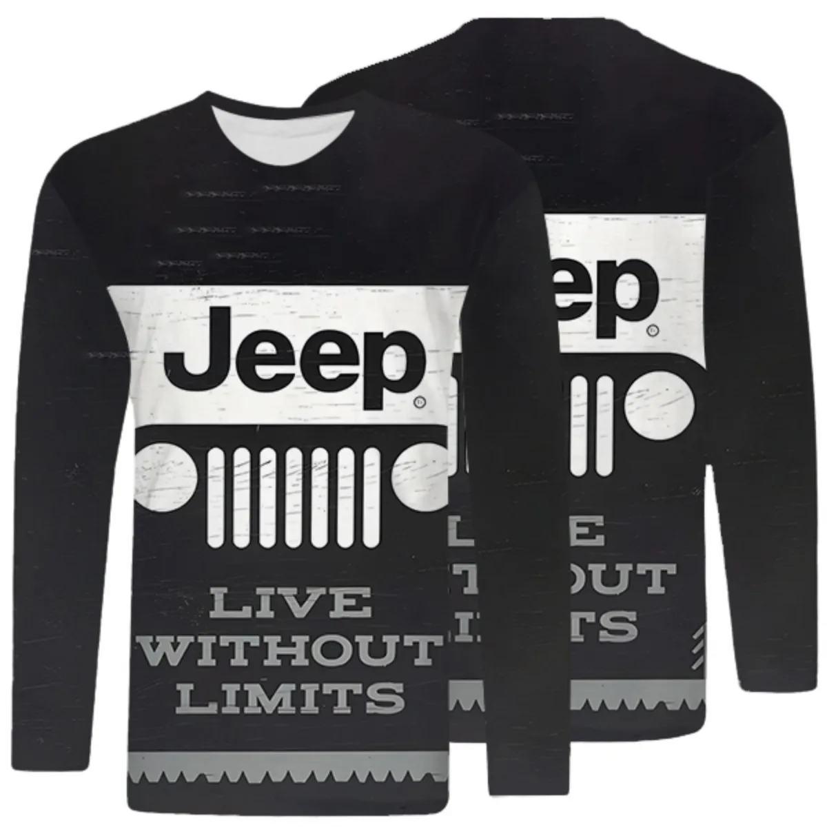 

New 3D Digital Printing Jeep Round-neck Long Sleeve T-Shirt for Men and Women. Men's fashionable clothing.