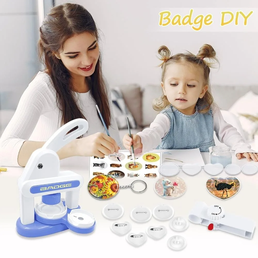High Quality DIY Button Maker Machine Badge Punch Kit with 86 Pcs Button Parts Pin Maker Press Machine Magnet Maker Machine