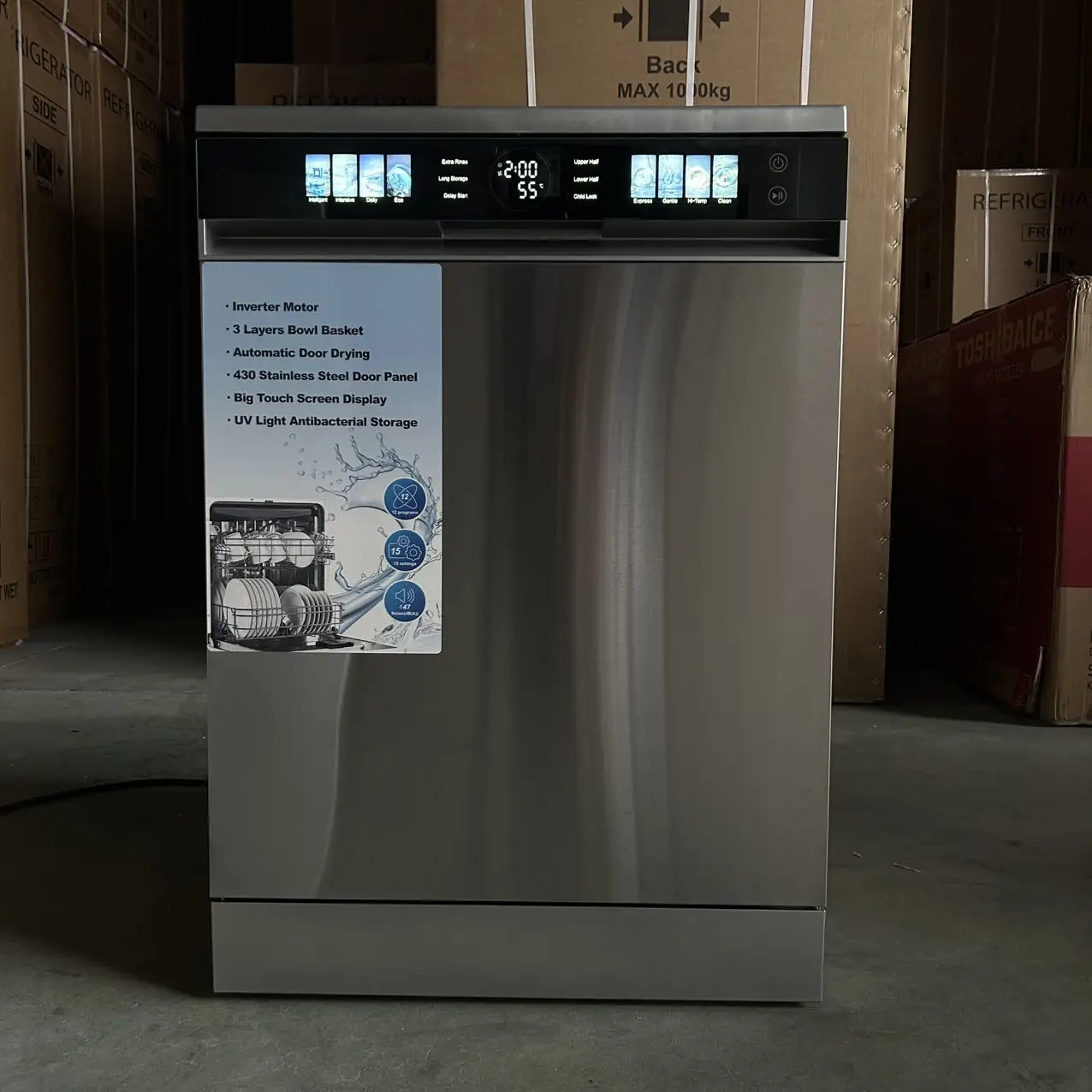 

Dishwasher Stainless Steel Built-In Electric App-Controlled Automatic Cleaning 15 Sets Capacity Smart Household Hotel