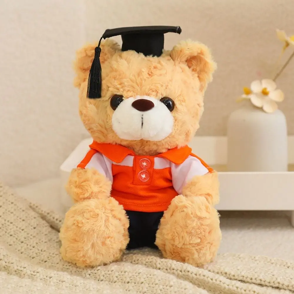 Brinquedo de pelúcia médico boné graduação urso boneca dos desenhos animados macio boneca solteiro urso brinquedo de pelúcia 23cm com chapéu doutorial