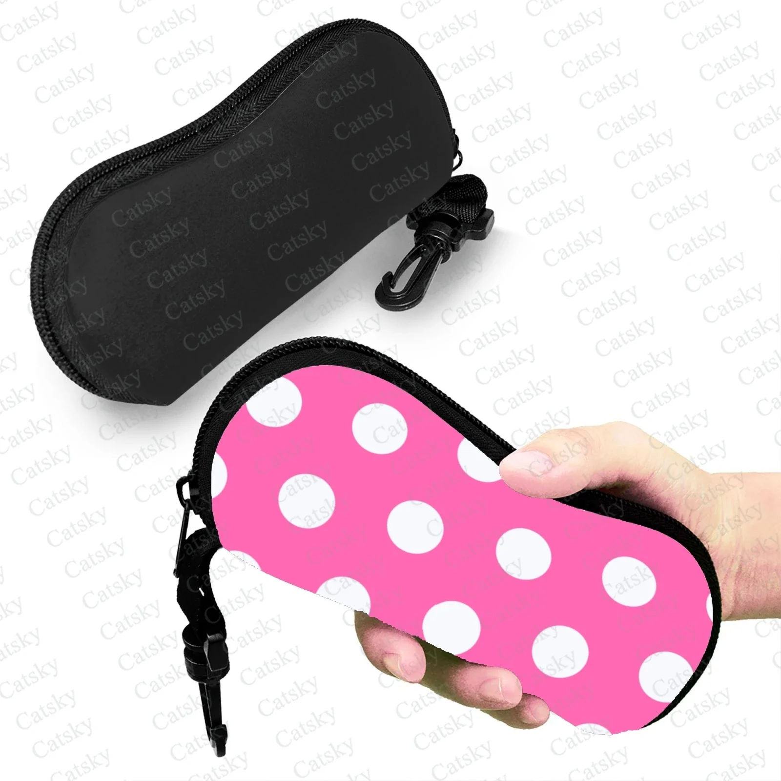 

Polka dots Glasses case zipper sunglasses bag travel printed soft shell storage glasses case for men and women