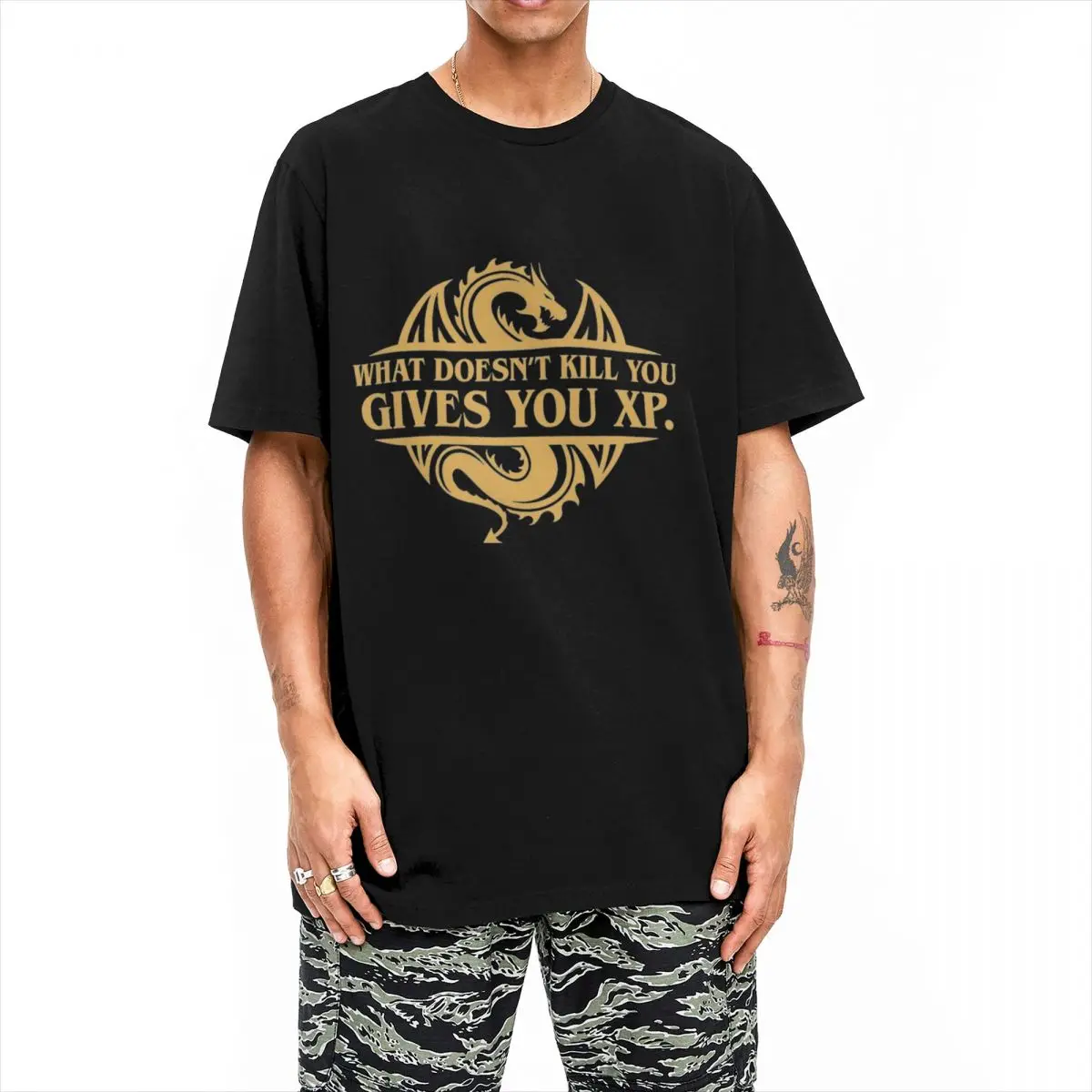 What Doesn\'t Kill You Gives You T-Shirt Unisex Cotton Tops Print Dungeon Dragon Round Neck Short Sleeve