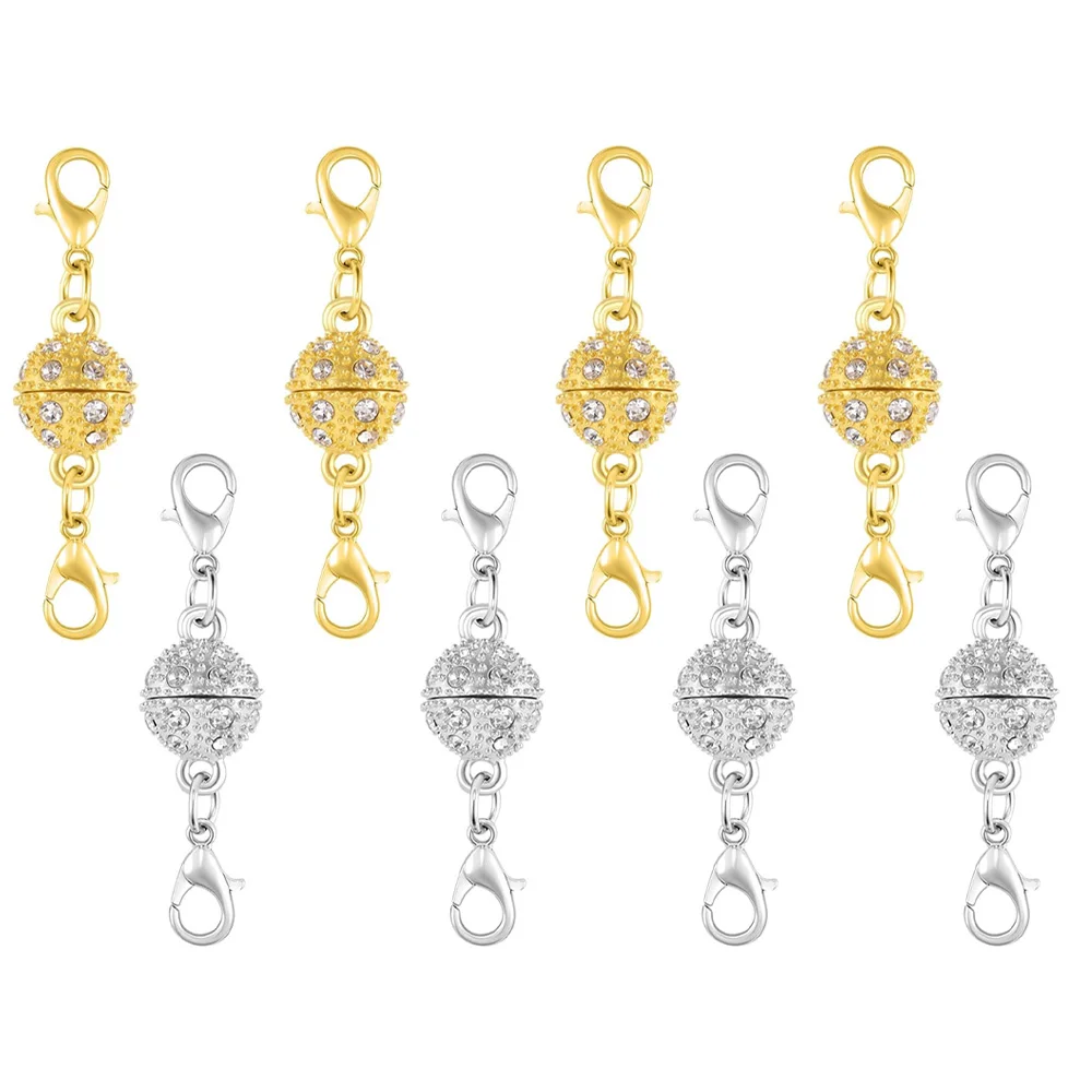 

Magnetic Jewelry Clasps, Crystal Ball Connectors with Lobster Clasps, Magnetic Necklace Clasps and Closures Easy-to-Use for Jewe
