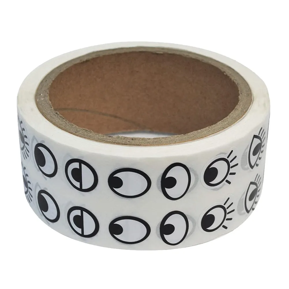 

1 Roll Black White Eye Stickers Labels Self Adhesive Craft Stickers for Kindergarten Art Projects Scrapbooking Stage Makeup