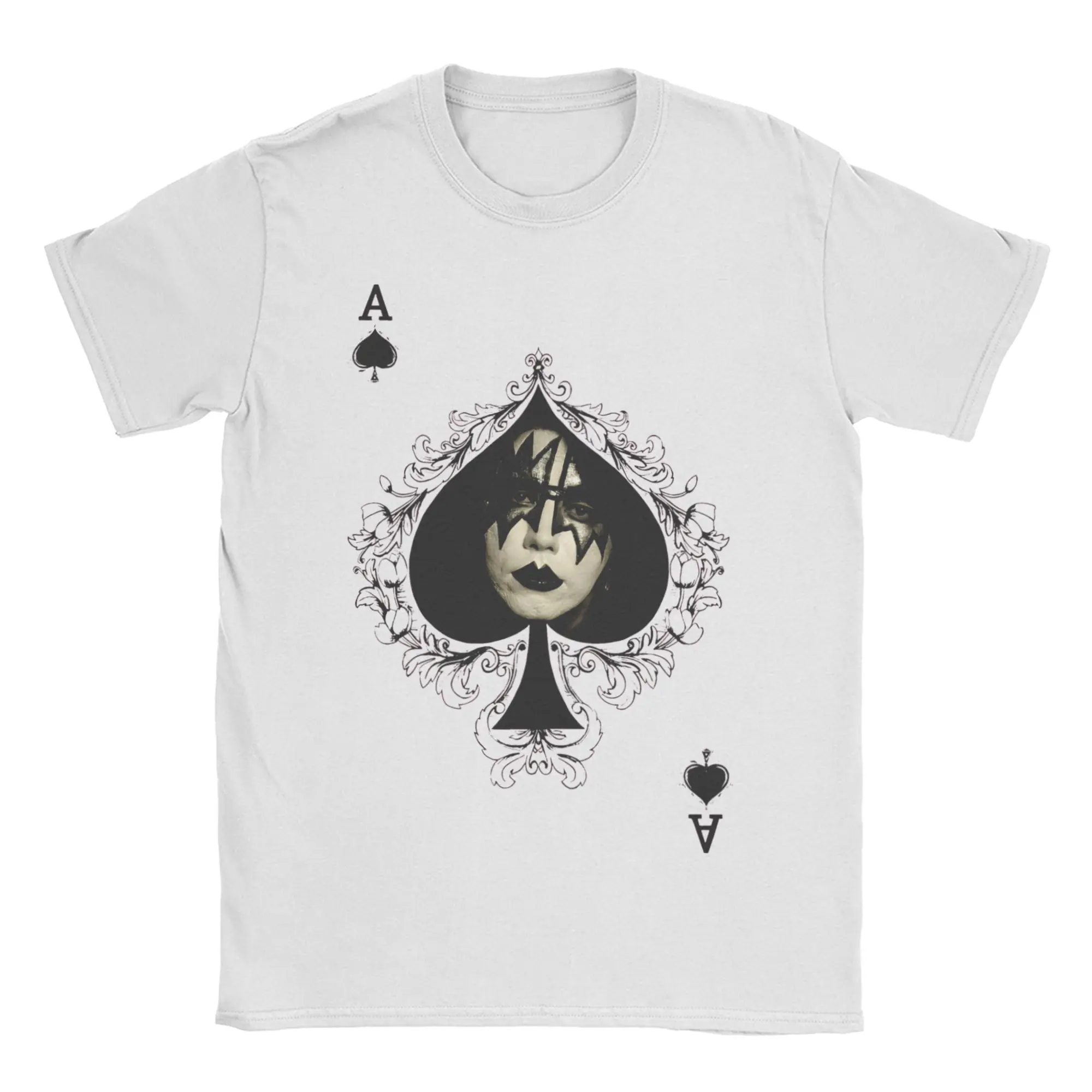 Paul daniel ace frehley folha preta t camisas de algodão das mulheres dos homens o pescoço beijo banda camiseta manga curta roupas plus size