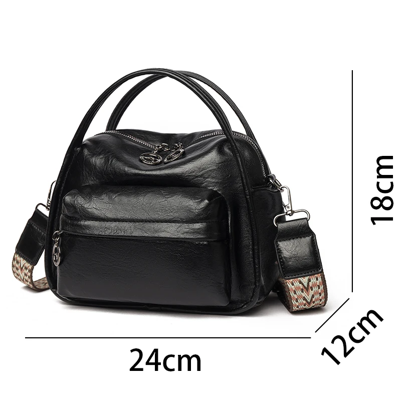 2026 New Women's Simple Solid Color Handbag High Quality Soft Leather Women Shoulder Bag Luxury Multi Pocket Girl's Bag Wallet