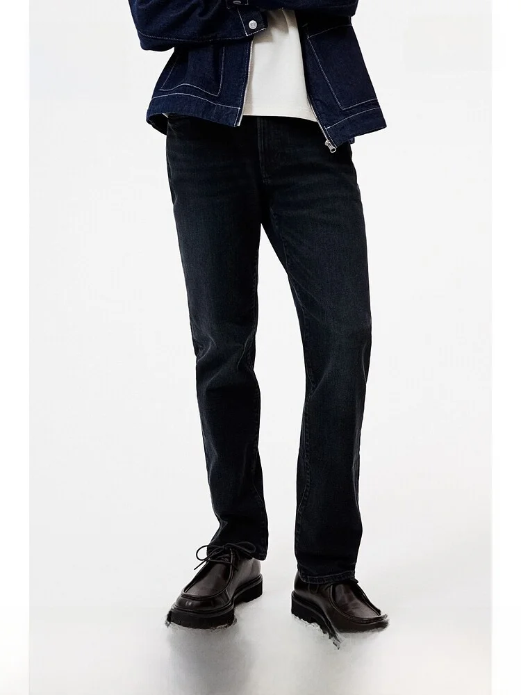 

Loose Fit American Style Casual Jeans Men's Summer Outgoing Elastic Straight Leg mid Waist Long Trousers H&M 0811993