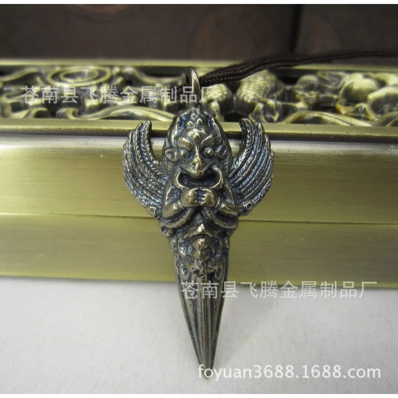 Handmade, pure copper, fully gilded, Dapeng Golden-Winged Bird Vajra Pendant