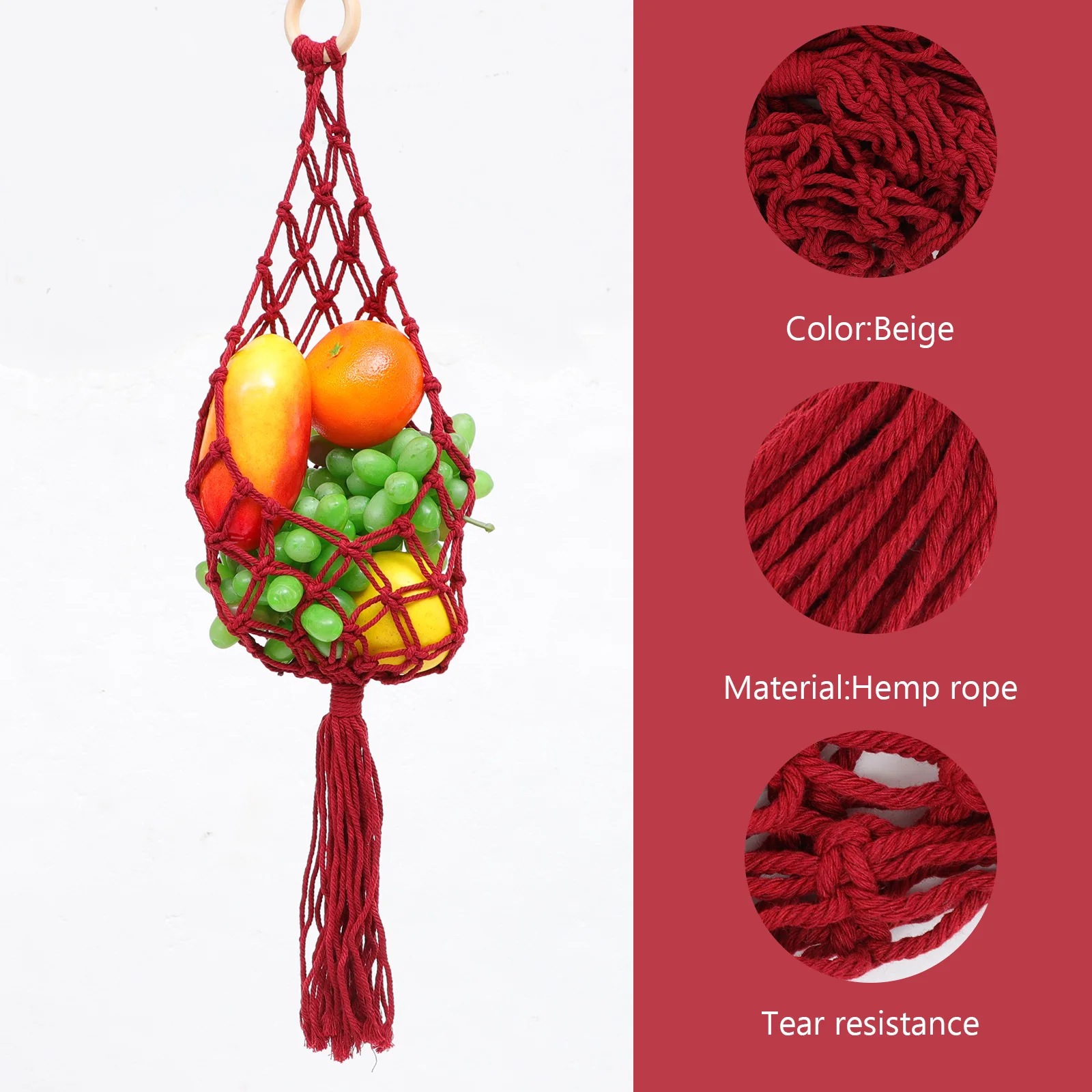 

Fruit Vegetable Net Bag Produce Holder Basket Macrame Reusable Grocery Storage Wall Hanging Kitchen Garden Mesh Bag Vegetables