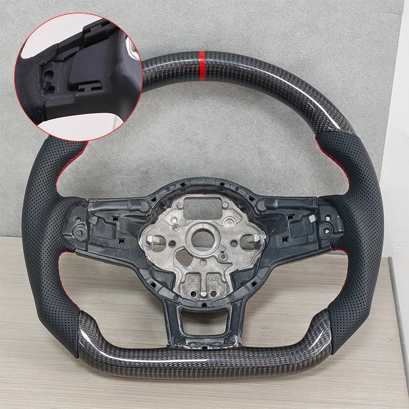 Suitable for Volkswagen Golf 7 7.5 GTI GTD GTE R carbon fiber leather steering wheel 2013-2020 Polo GTI Tiguan Passat DSG image 3