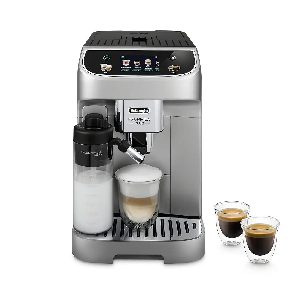 

Magnifica Plus Fully Automatic Espresso Hine With Automatic Milk Frother For 18+ One Touch Recipes, Built-In Grinder,