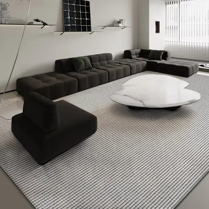 Source Factory Machine Made Luxury Modern Striped Wool Rug Custom Full Size Easy Care Bedroom Living Room Bedside Large Scale