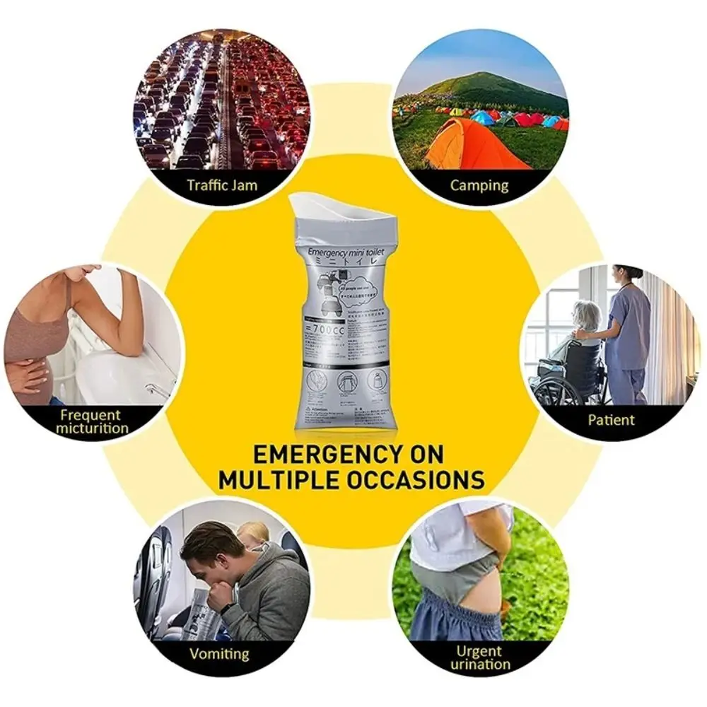 

New Resin Cotton Absorbent Polymer Disposable Urine Bags Grey Disposable Emergency Urinal Bag Mini Urinals Women Men