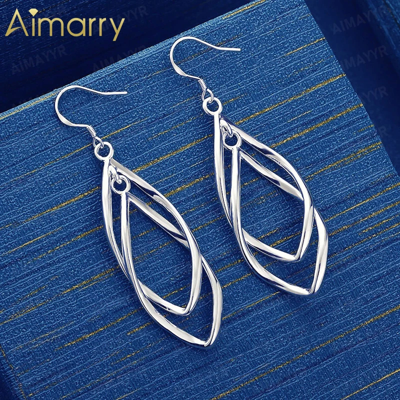 925 Sterling Silver Double-layer Hollow Water Droplet Earrings for Women's Parties and Weddings High-quality Fashion Jewelry