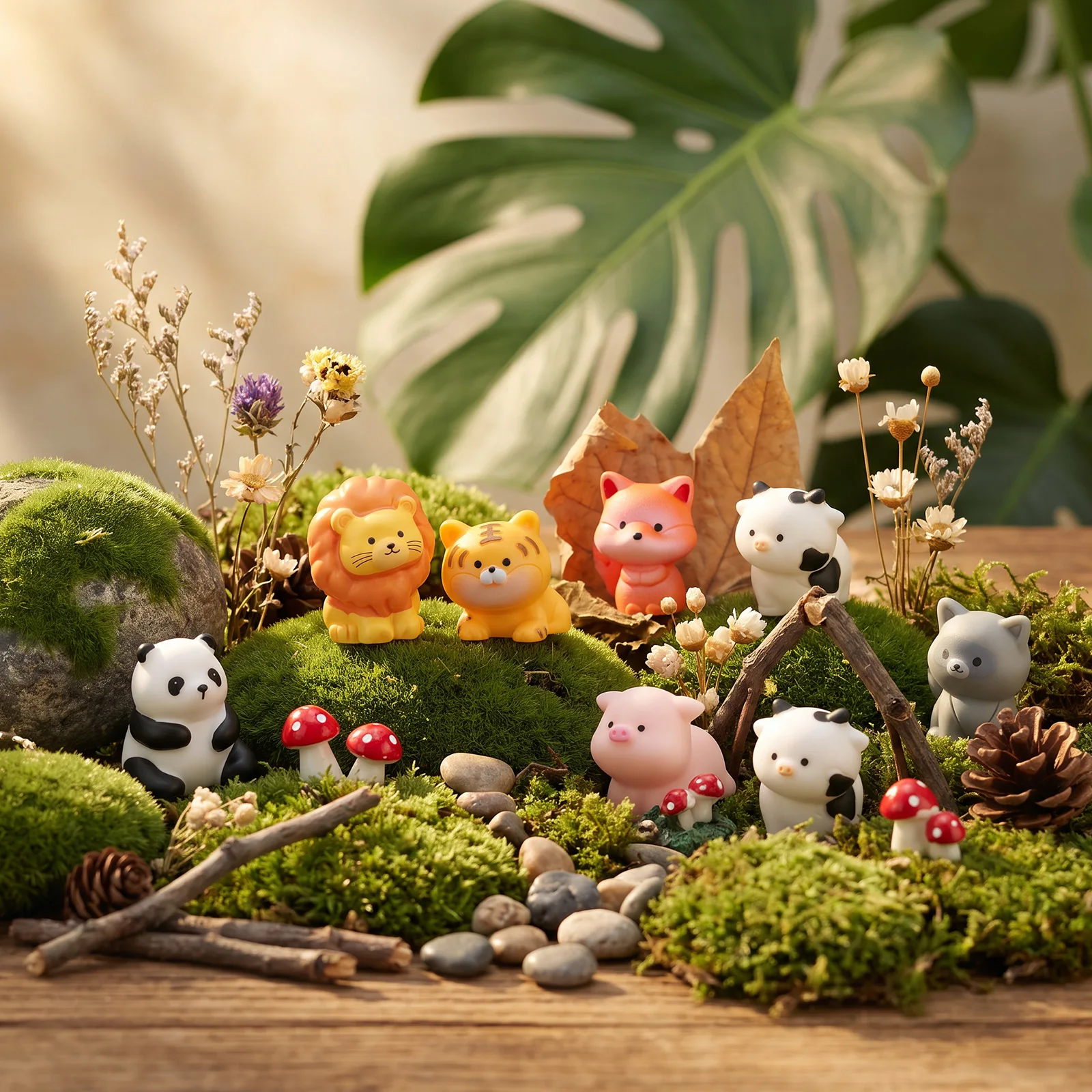 40Pcs Mini Resin Animal Figurine Lifelike Sculpted Fairy Cake Topper Statue for Miniature landscape Dollhouse DIY Craft Favors