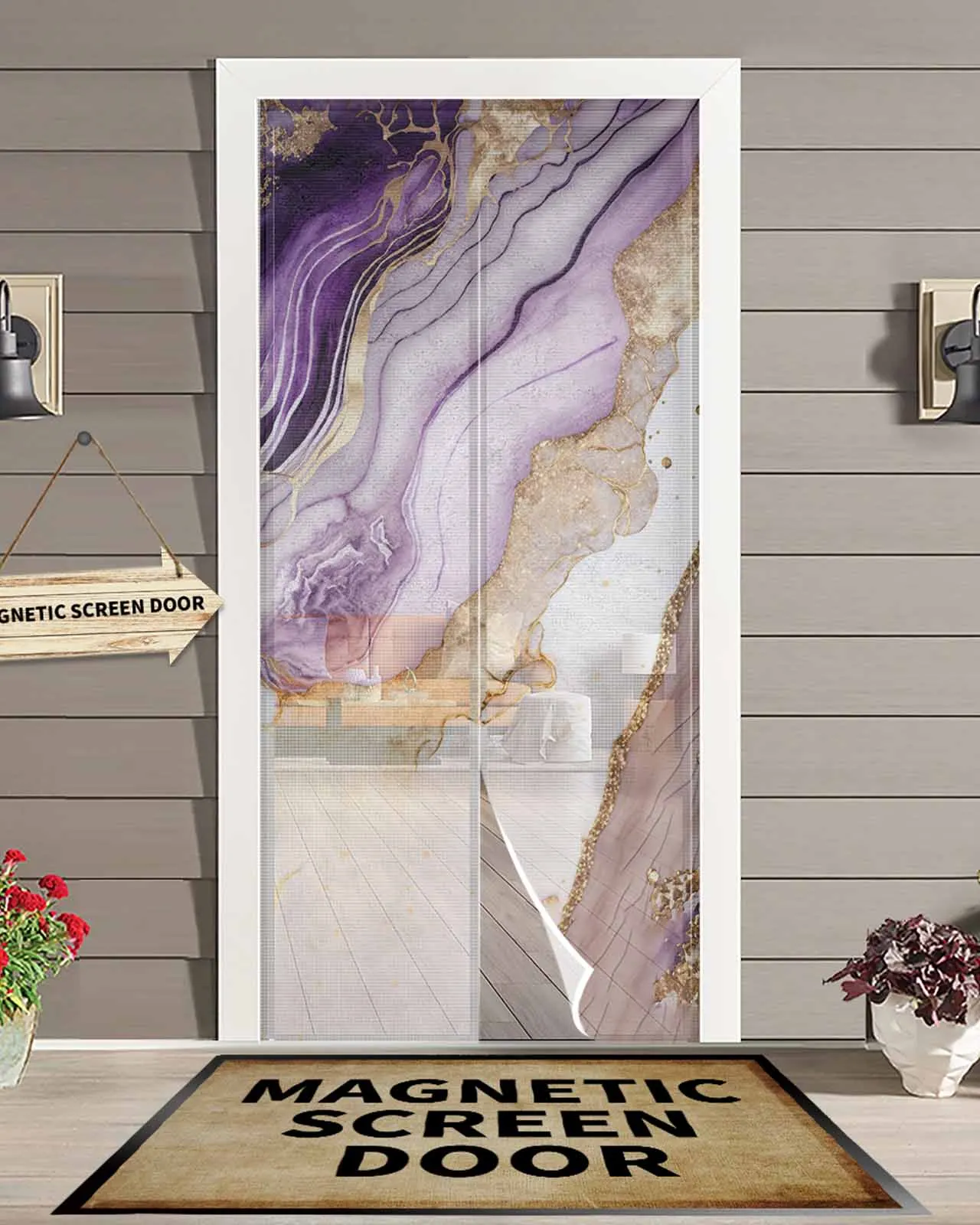 

Абстрактная Современная мраморная текстура, летняя Магнитная дверная занавеска для гостиной, спальни, домашняя дверная занавеска С противомоскитным экраном