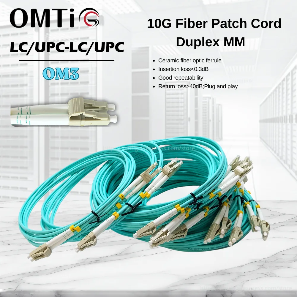 

5pcs/lot LC/UPC-LC/UPC OM3 1m 2m 3m 5m 10G Fiber Patch Cord Duplex MM 50/125Um PVC Length Or Connector Can Be Customized New