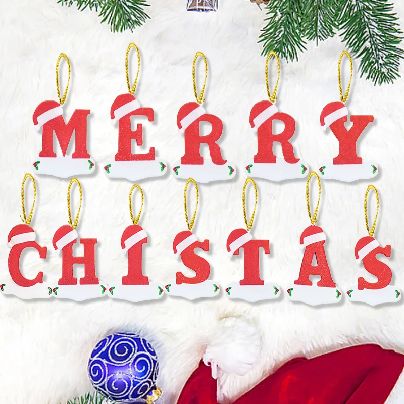 Christmas Hanging Oranment 2024 Xmas Tree Acrylic Letter Pendant Merry Christmas Decoration For Home Navidad Natal New Year Gift