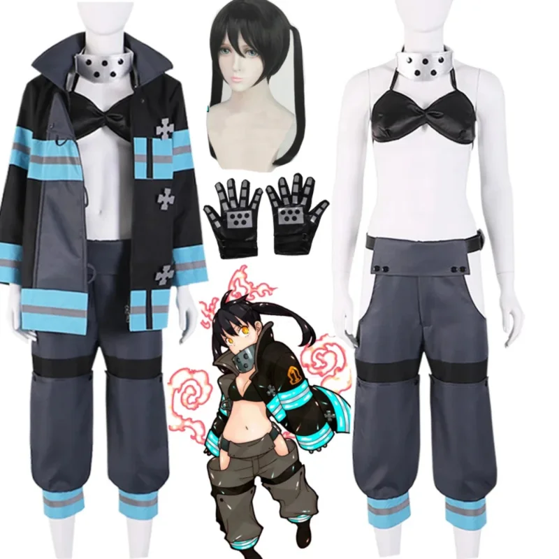 Anime Fire Force Kotatsu Tamaki Cosplay Costumes Halloween Costumes for Women Role Play Clothing Party Uniform Full Set Suit Wig