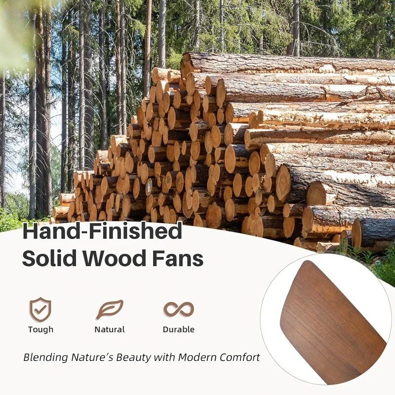 42/52/60 Inch Ceiling Fan 3 Wooden Blades Vintage Industrial Wood Ventilator with Remote Control for Coffee Shop, Home