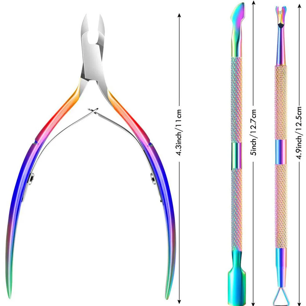 ชุดอุปกรณ์ตัดเล็บ 1/3 ชิ้น/ชุด กรรไกรตัดหนังกำพร้า+ที่ตัดหนังกำพร้า+ที่ดันหนังกำพร้า แหนบสแตนเลส อุปกรณ์ทำความสะอาดเล็บ