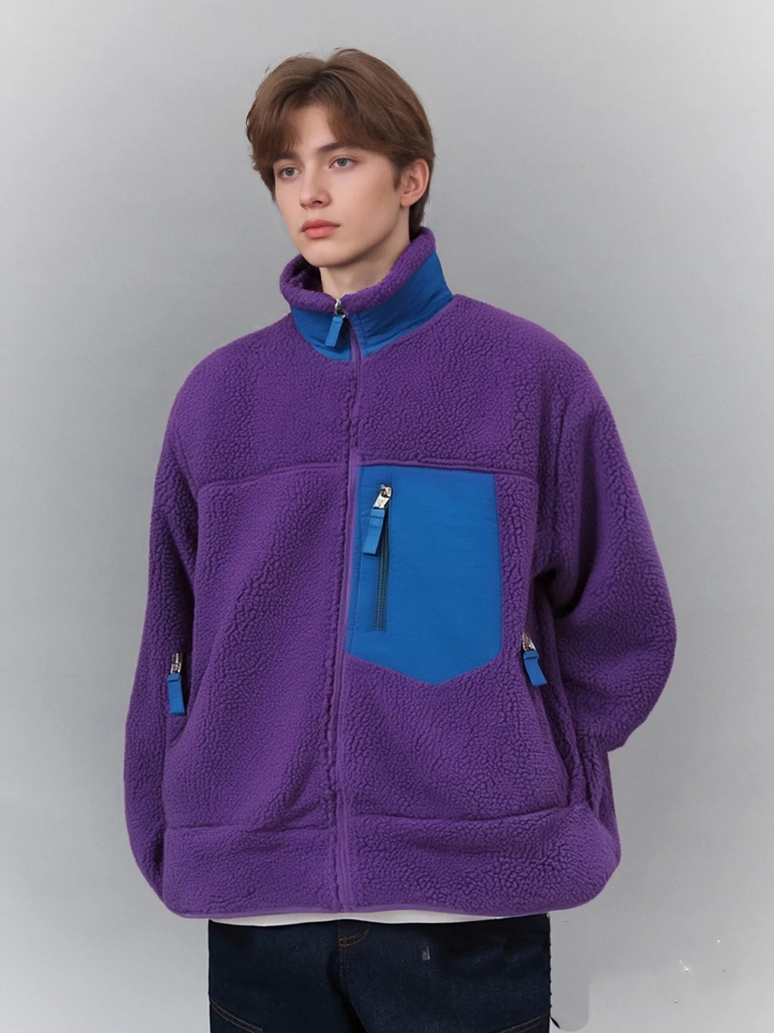 

Свободная повседневная бархатная куртка с воротником-стойкой и застежкой-молнией, мужская зимняя теплая верхняя одежда, молодежная повседневная одежда из полиэфирного волокна