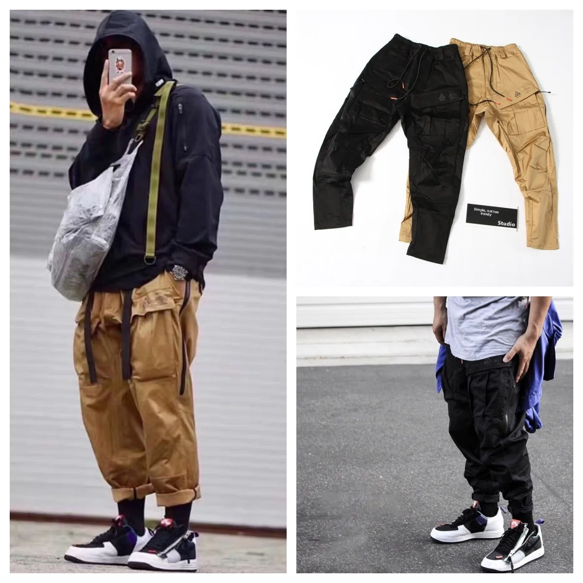 

Waterproof Cargo Work Pants All-Weather Multi-ket Casual Youth Faion Loose Fit Long Trousers for Autumn Spring Seasons