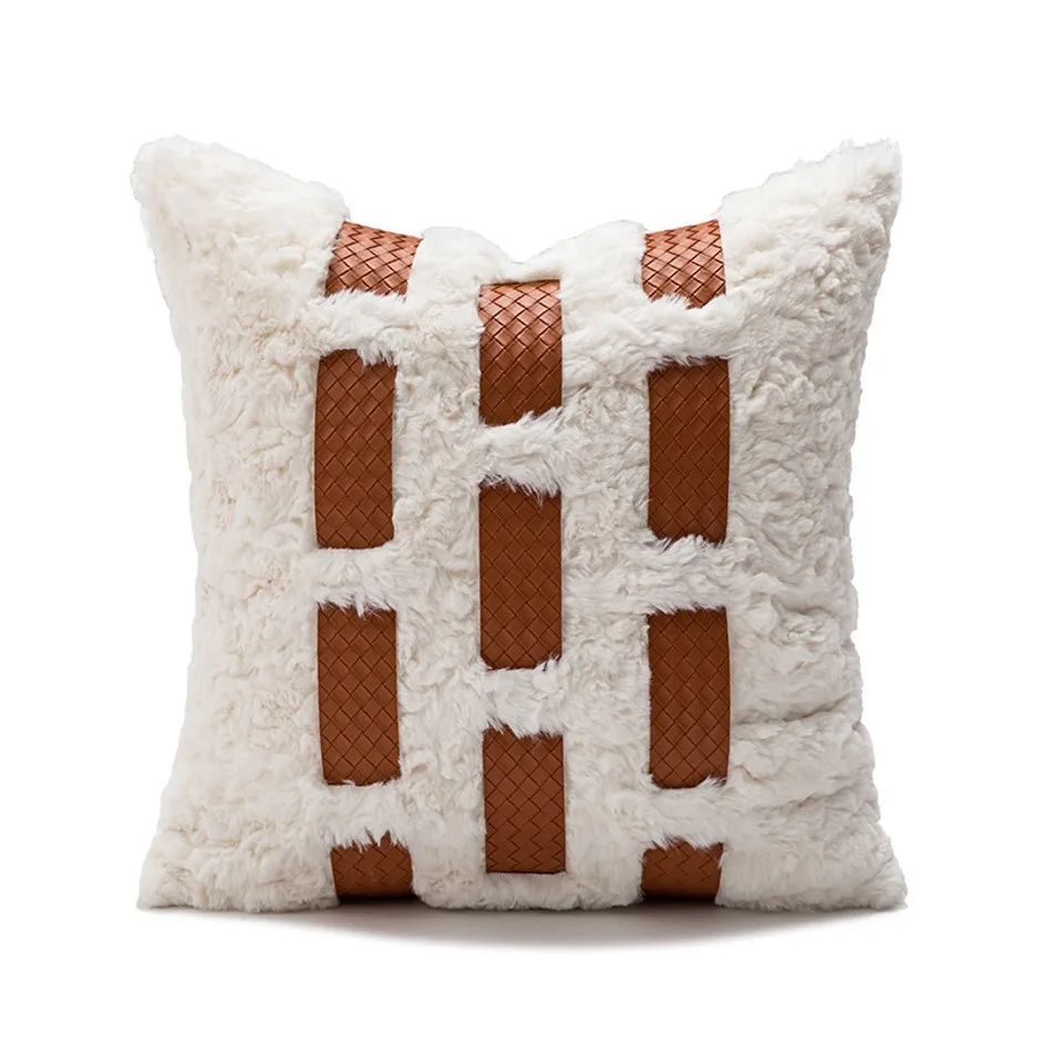 45X45M French Brown Throw Pillow Cover Spliced Light Luxury Waist Cushion Cover Decor Home Decorative Pillowcase 2026 New