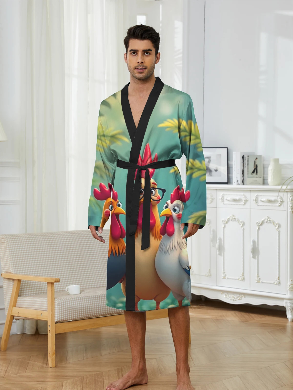 1pcs Men's Robes 2026 Spring/Summer Breathable Shower robe Funny pajamas Robes dressing gown Graphic robe 3D Printed